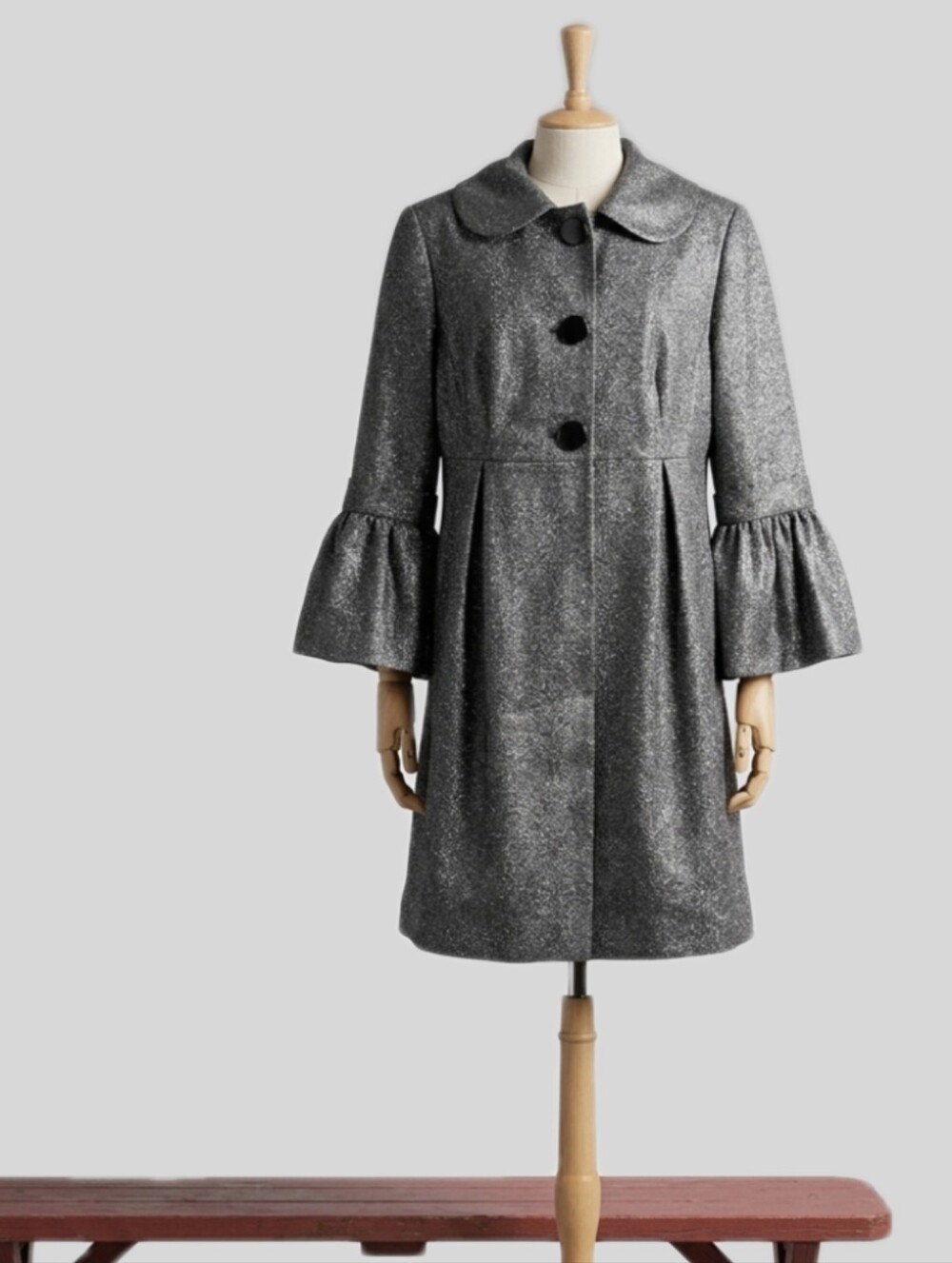 Charles Gray London Metallic Black Glitter Coat Sze Large